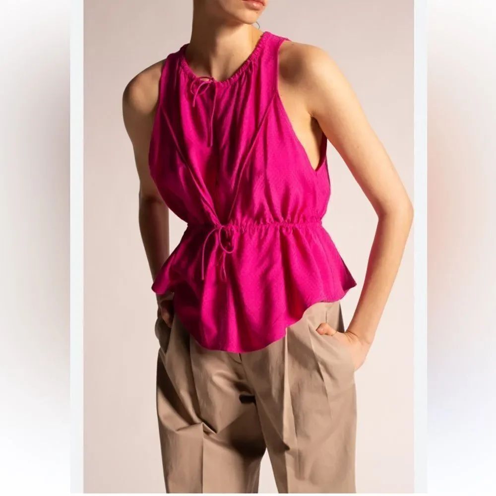 $215 IRO Pink waist tie sleevless top NWT